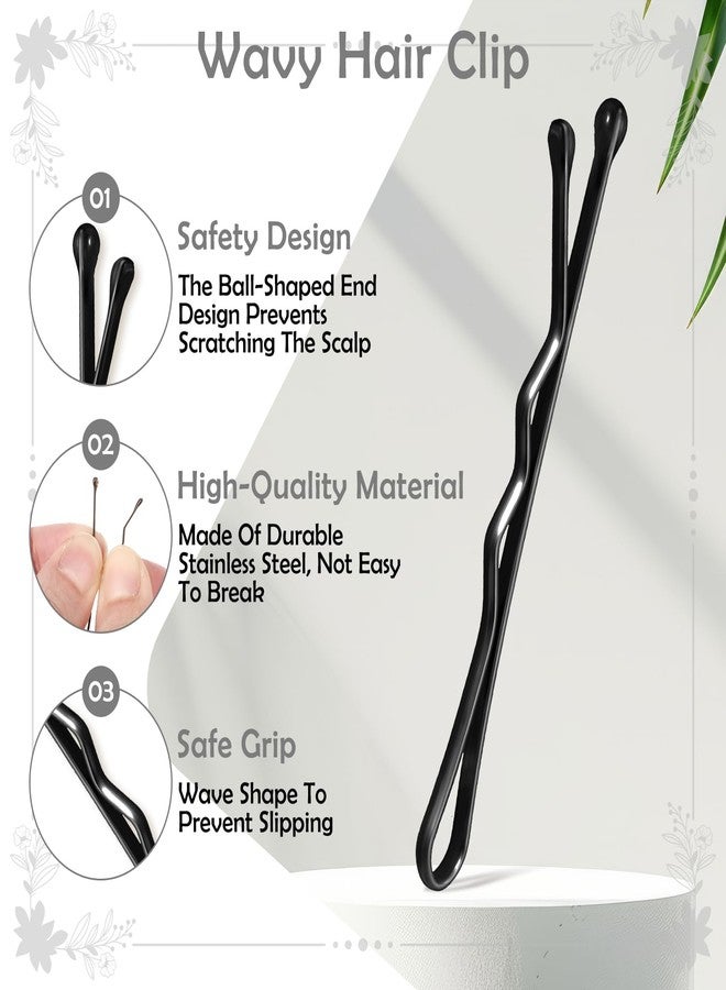 AOZUO Mini Bobby Pins, 50PCS 1.37 Inch Small Curved Hair Pins Metal Wavy Hairpins Hair Accessories for Women Gilr Kids Wedding Hairstyles Buns Long Straight Curly Hair All Hair Types(Black) - Image 5